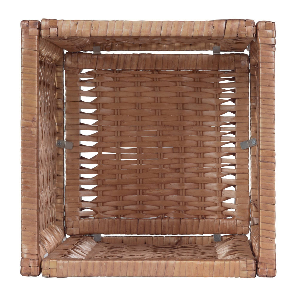 Square Folding Bookcase with 2 Full Size Wicker Storage Baskets O924