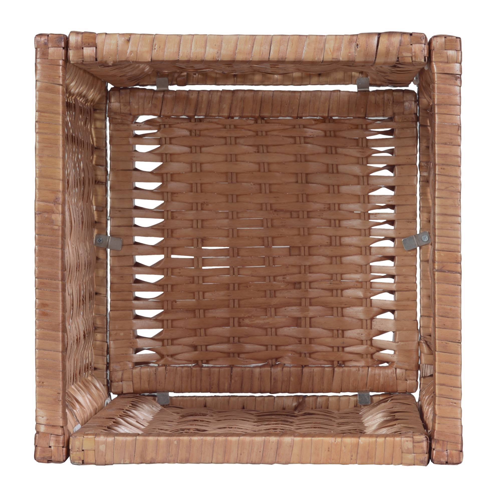 Square Folding Bookcase with 2 Full Size Wicker Storage Baskets O924