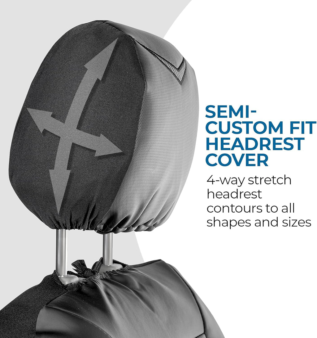 Black Faux Leather Car Seat Cover with Carbon Fiber Pattern Accent, Pack of 2 N582917
