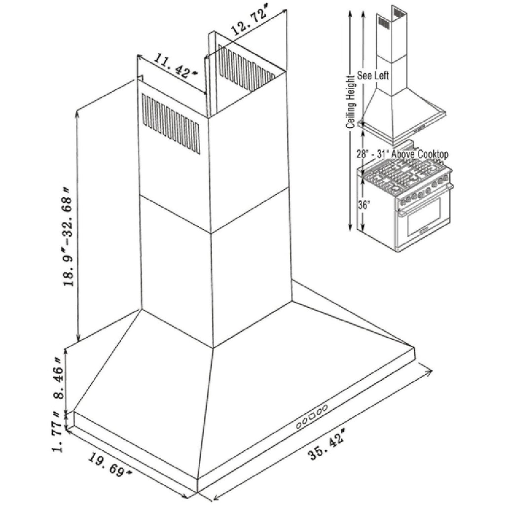 Wall-Mount 36x22 Range Hood T58696