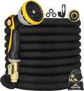 100ft Expandable Garden Hose with 10 Function Spray Nozzle, Solid Brass Fittings, Pack of 2 S735