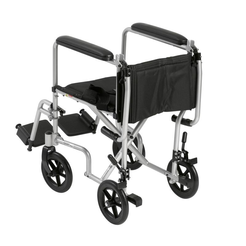 Lightweight Transport Wheelchair, 19x22 Seat, Silver P4906
