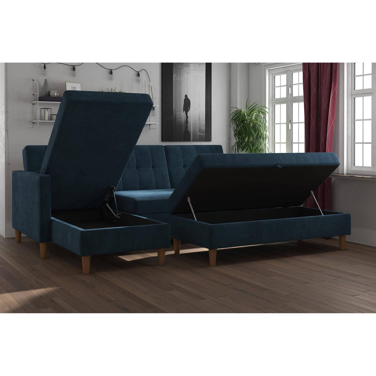 Blue Storage Futon/Sectional R52585