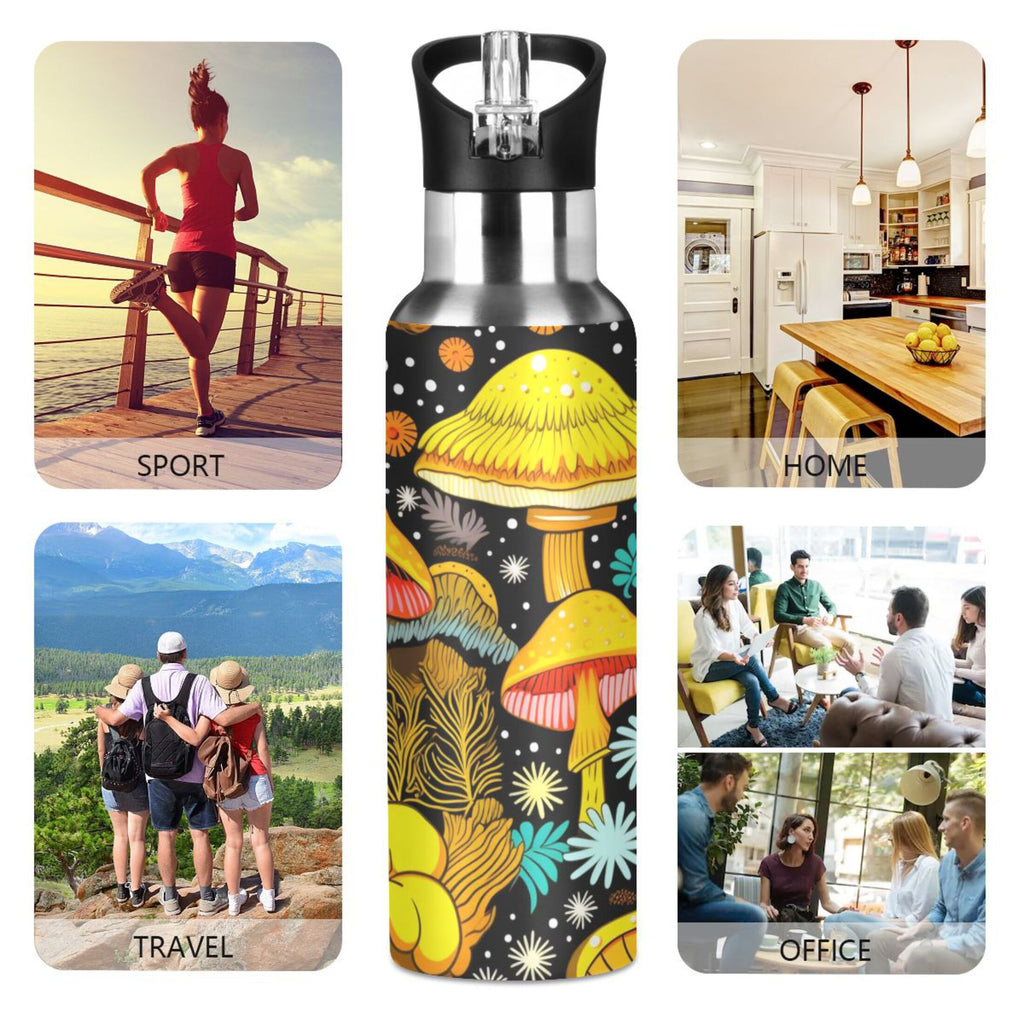 20 oz Insulated Stainless Steel Water Bottle with Straw Lid T2299