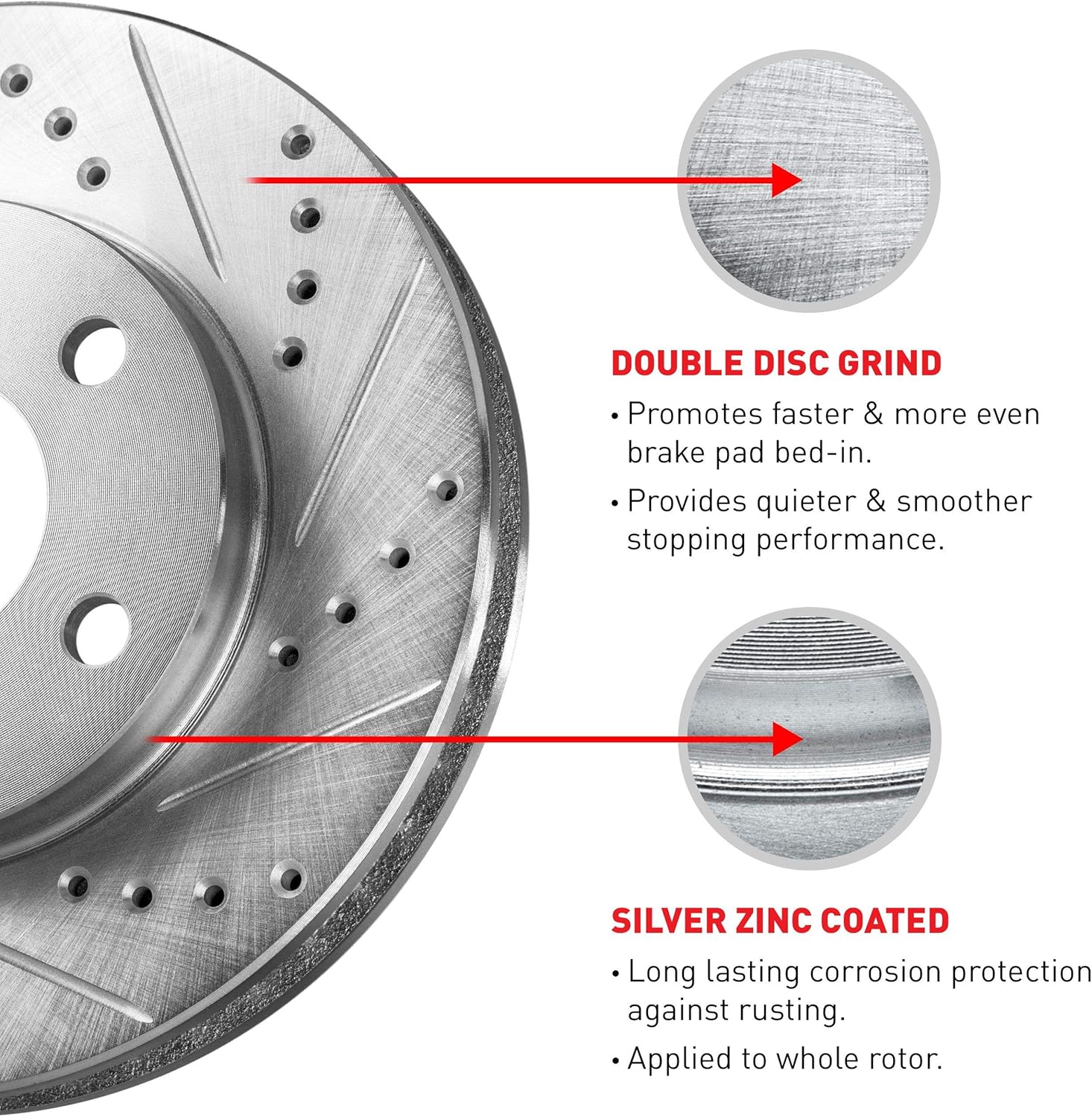 Rear Drilled and Slotted Brake Rotors with Ceramic Brake Pads and Hardware Kit T58702