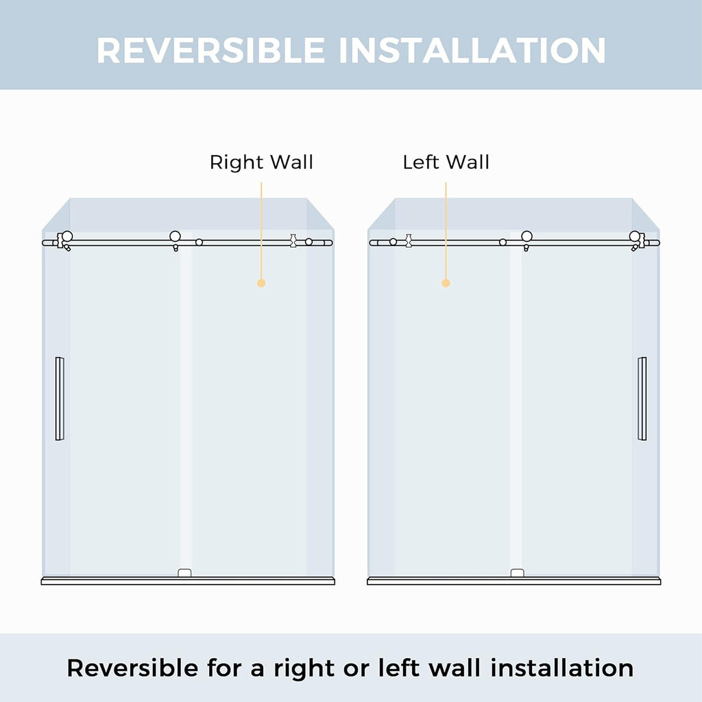 56 in. Frameless Sliding Shower Door, Clear Tempered Glass E766742