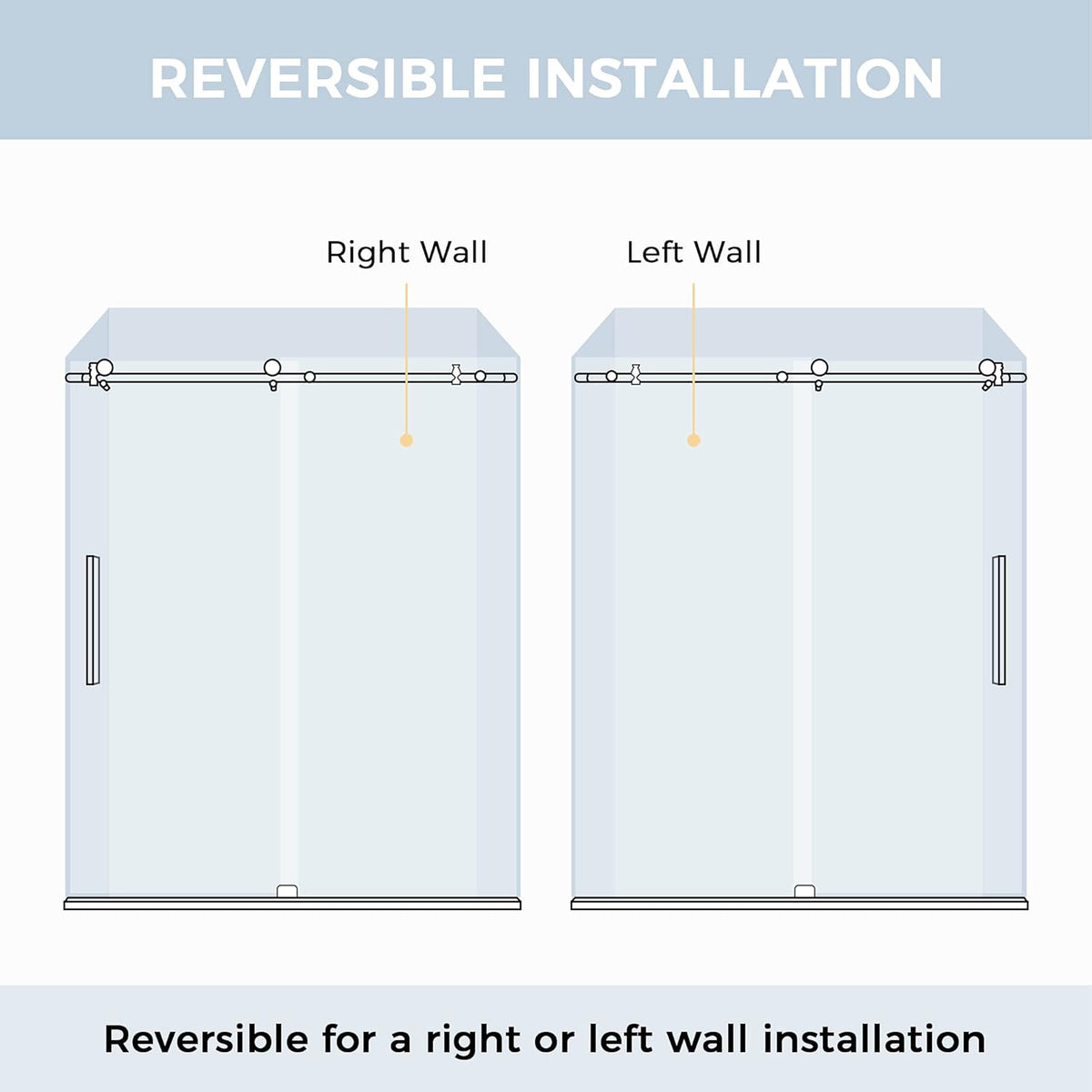 56 in. Frameless Sliding Shower Door, Clear Tempered Glass E766742