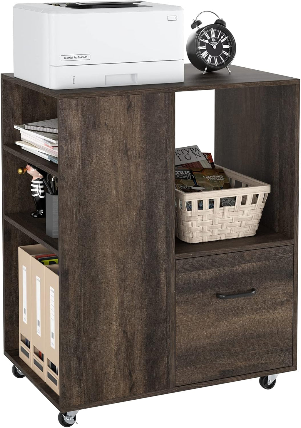 White Mobile File Cabinet with Drawer N11505