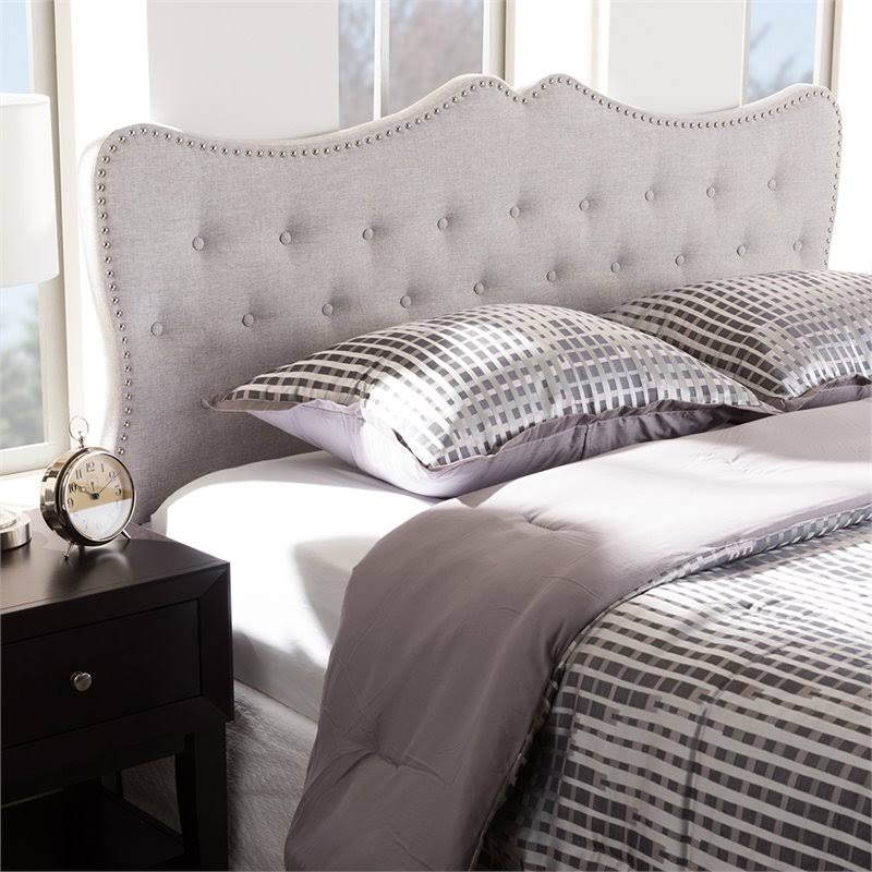 Tufted King Panel Headboard in Grayish Beige Q57177