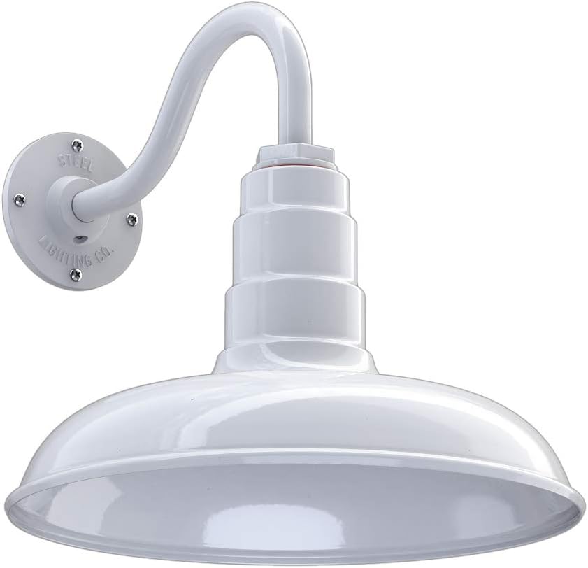 Gooseneck Barn Light with Steel Dome, 16 Gooseneck, Black Q96485