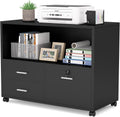 Black 3 Drawer Mobile File Cabinet with Lock Q185579