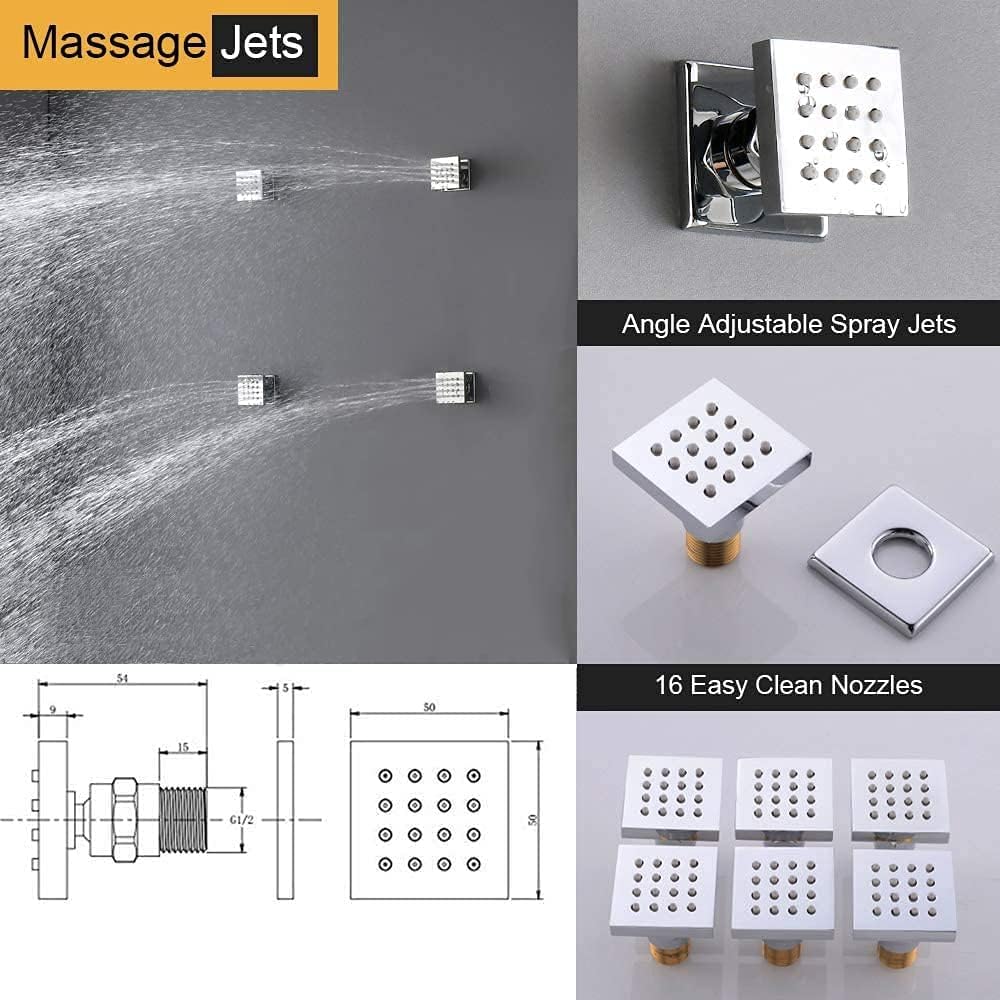 12 Inch Thermostatic Rain Shower System Wall Mounted Combo Set (Chrome) T3788