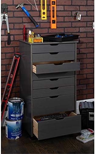 Gray Wood Rolling Storage Cart E149