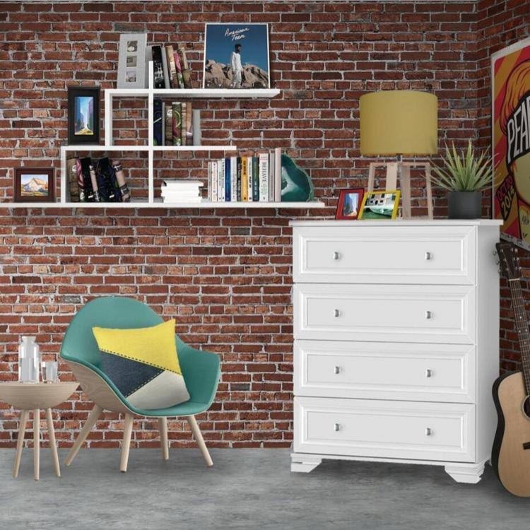 White 4 Drawer Chest U8647