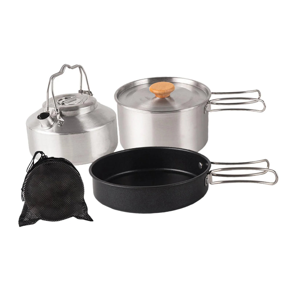 Camping Cookware Set with Saucepan and Kettle N757174