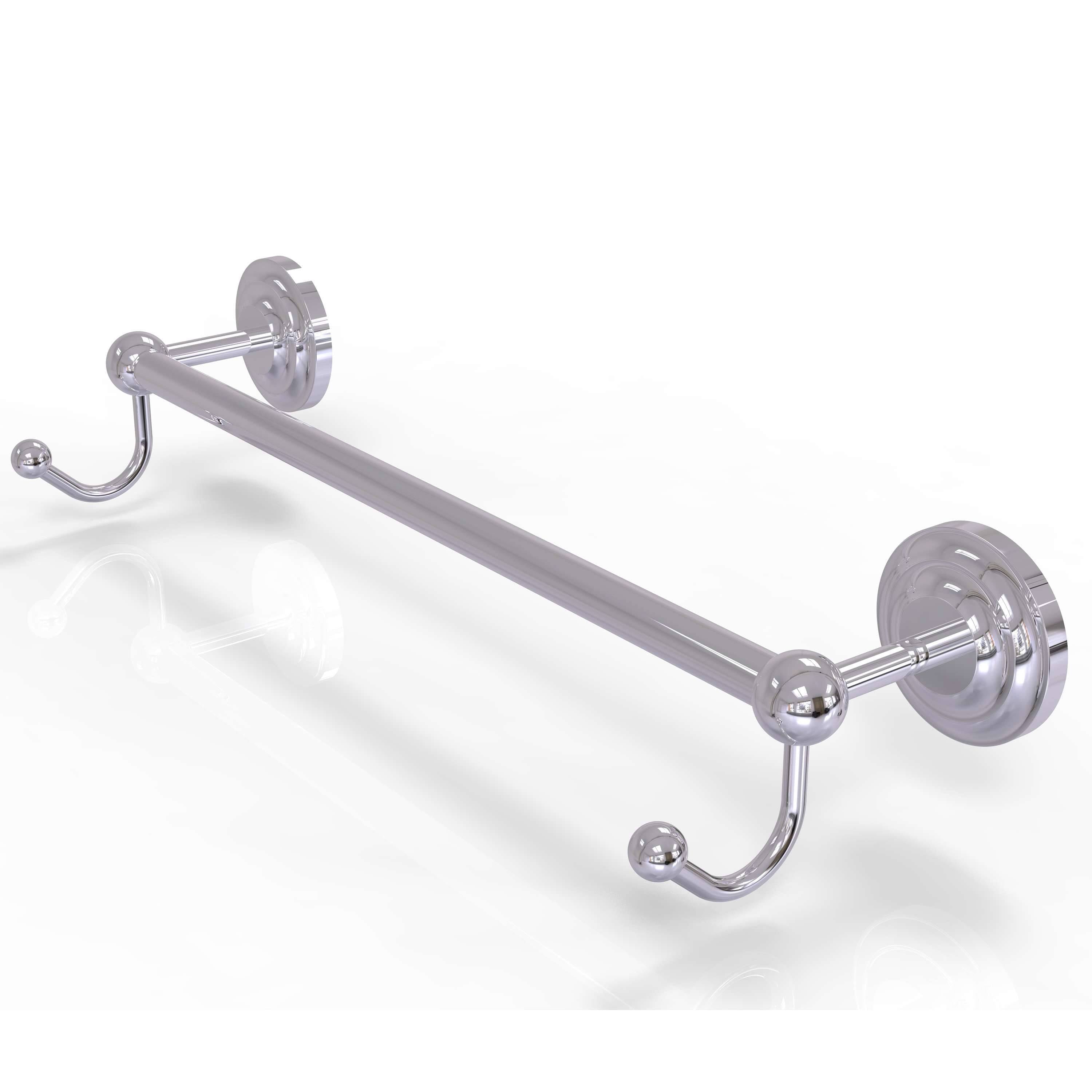 Polished Chrome 36 inch Towel Bar with Integrated Hooks O81752