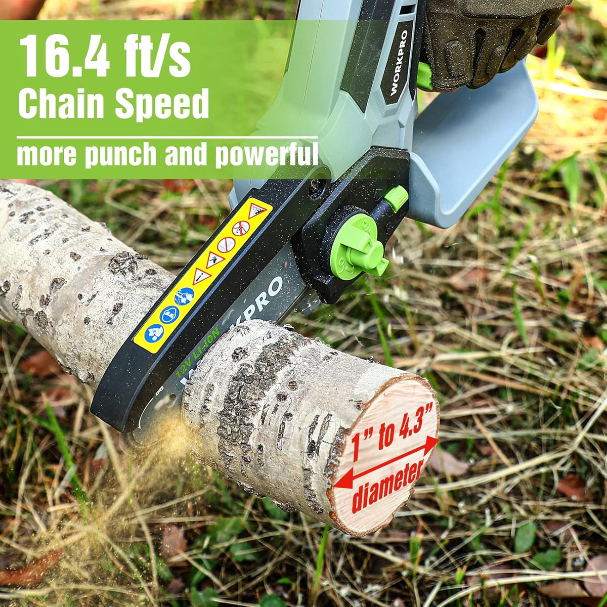 6" Cordless Mini Chainsaw with 2 Batteries and Replacement Guide Bar B615577