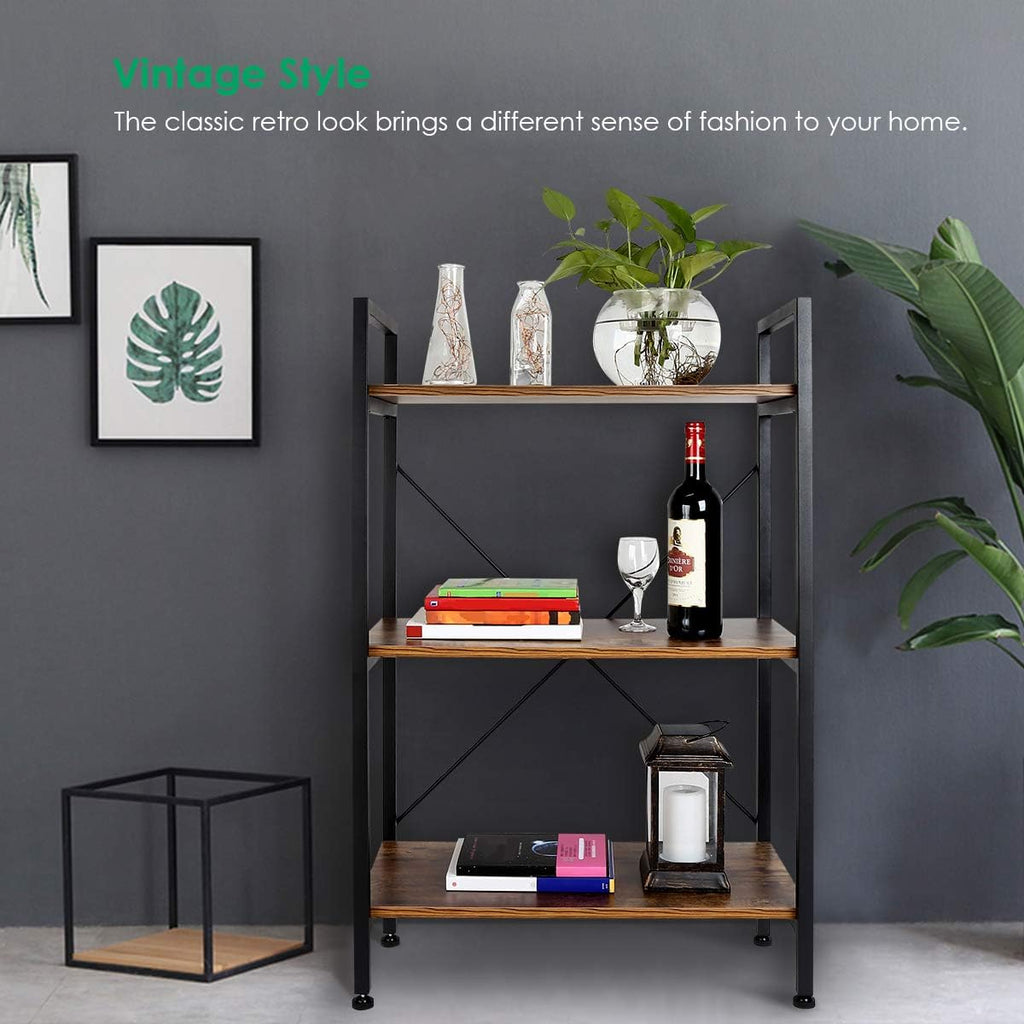 3-Tier Wood and Metal Bookshelf F18167