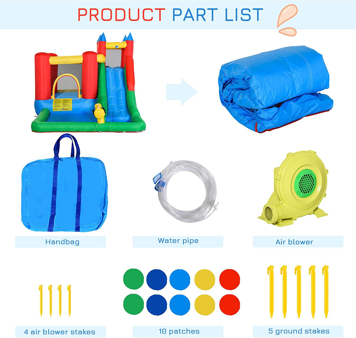 6 in 1 Inflatable Water Slide Bounce House with Air Blower T617