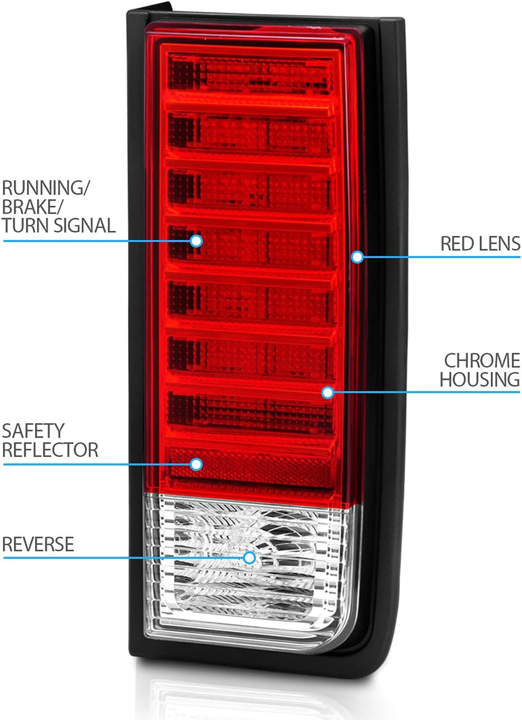 Red/Clear LED Brake Turn Signal Tail Lights Set for Hummer H2 Y327