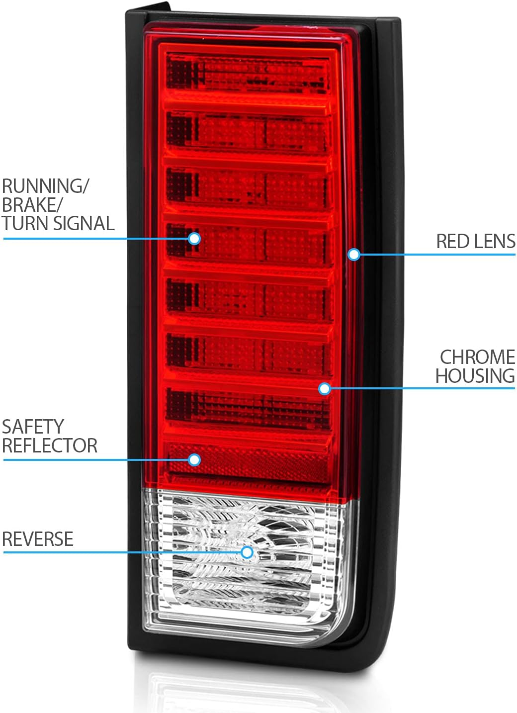 Red/Clear LED Brake Turn Signal Tail Lights Set for Hummer H2 Y327