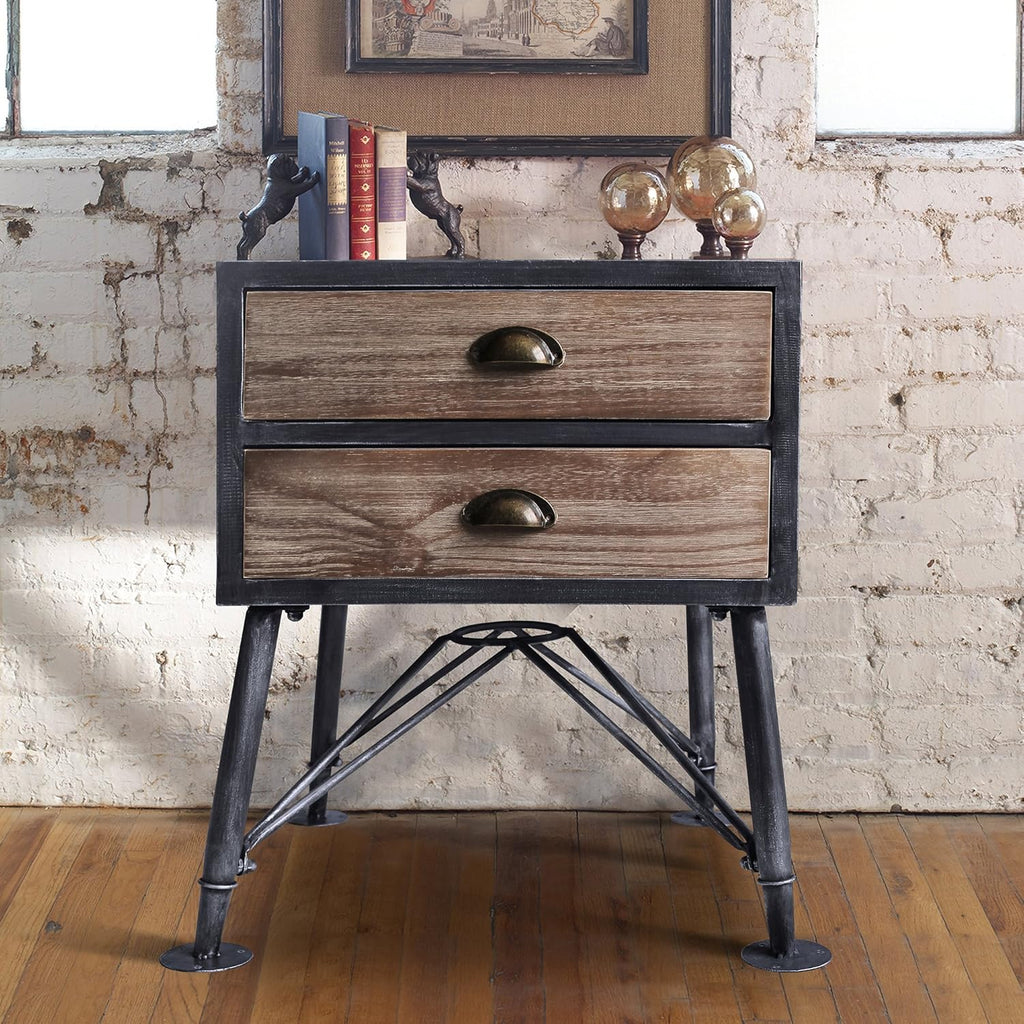 Industrial Gray 2-Drawer End Table X685907