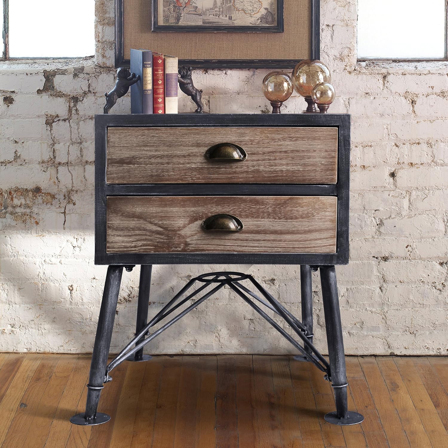 Industrial Gray 2-Drawer End Table X685907