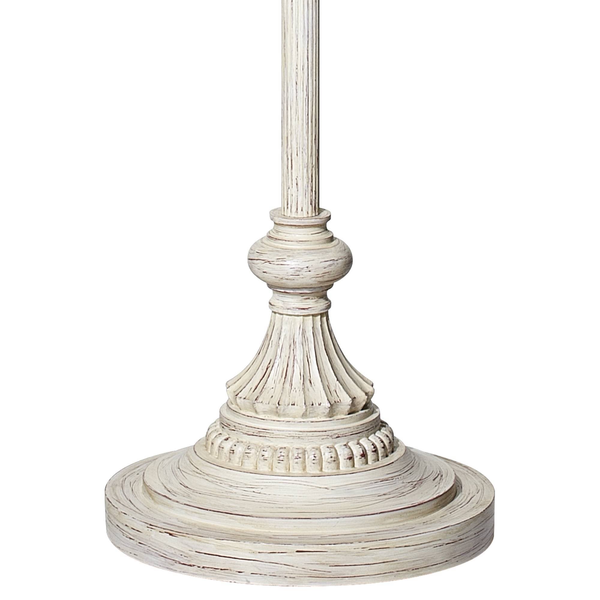Antique White Cream Scallop Fabric Dome Shade Floor Lamp U818325