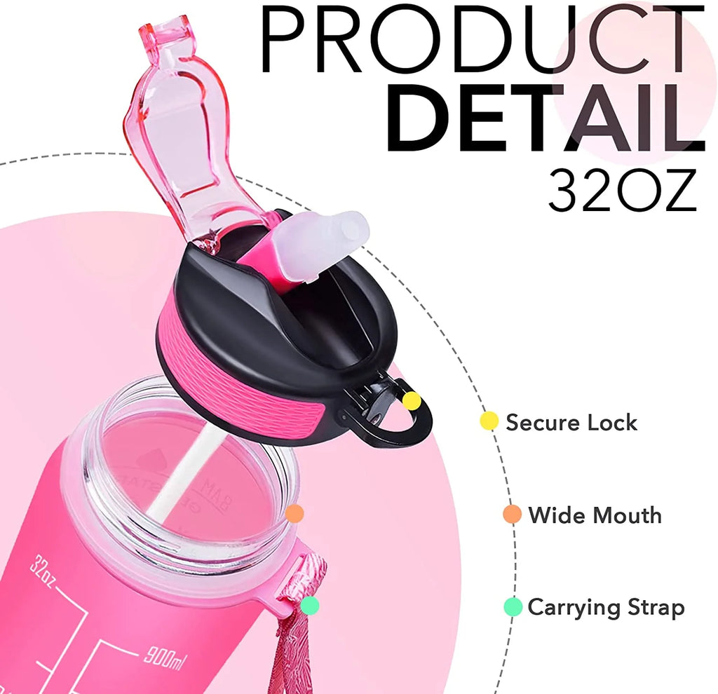 32 oz Motivational Water Bottle with Straw C6366