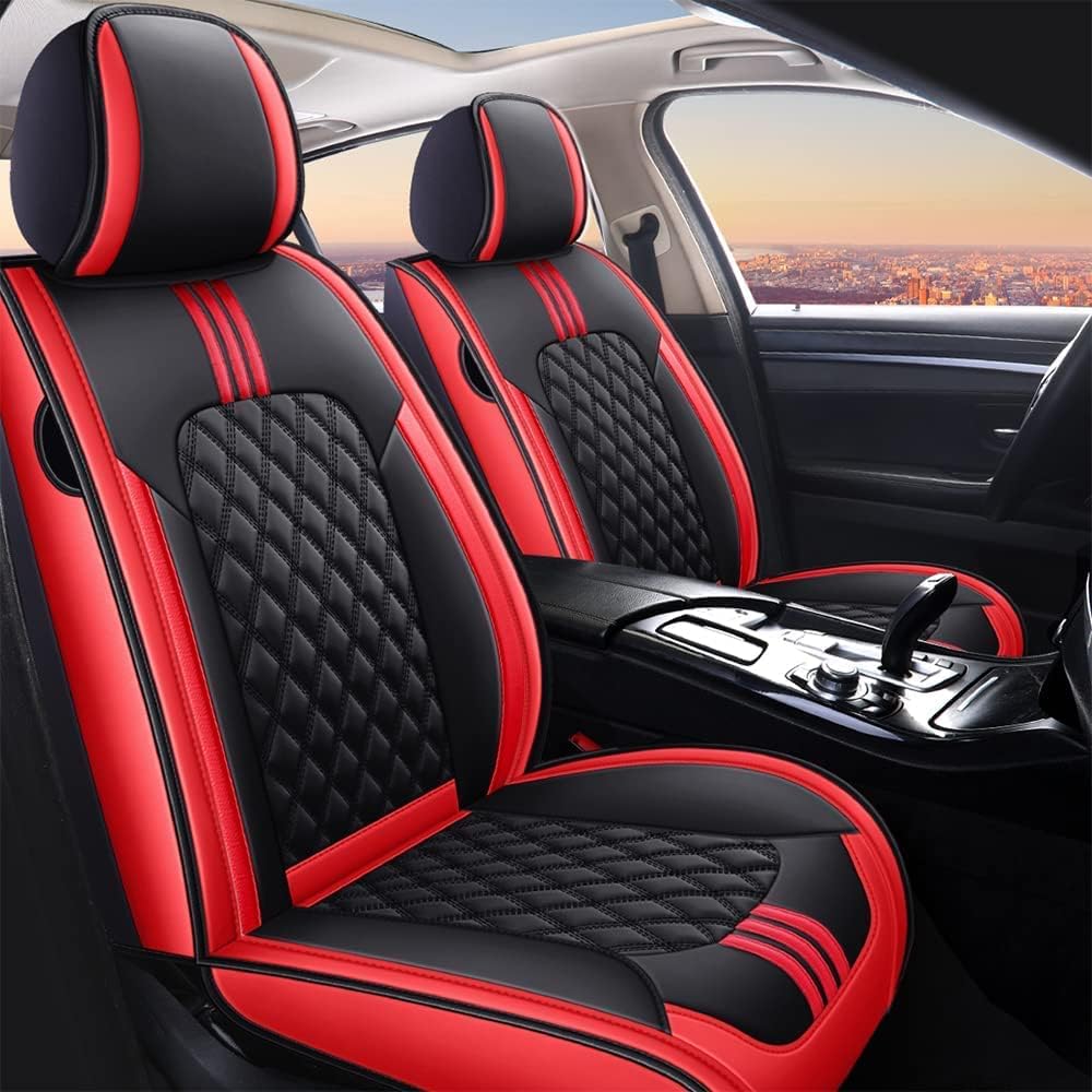 Red Leather Car Seat Covers Full Set U995