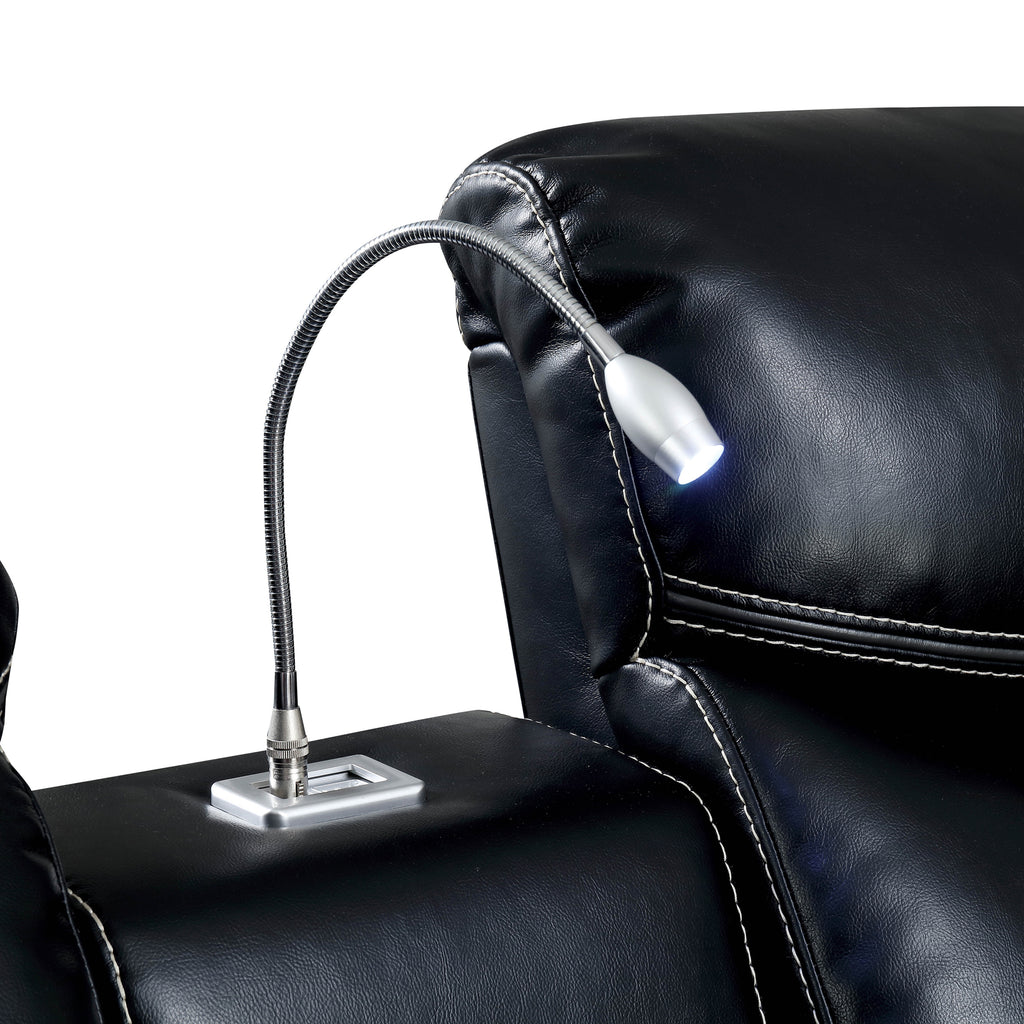 2-Piece Power Recliner Sofa and Loveseat Set in Black Faux Leather X913584