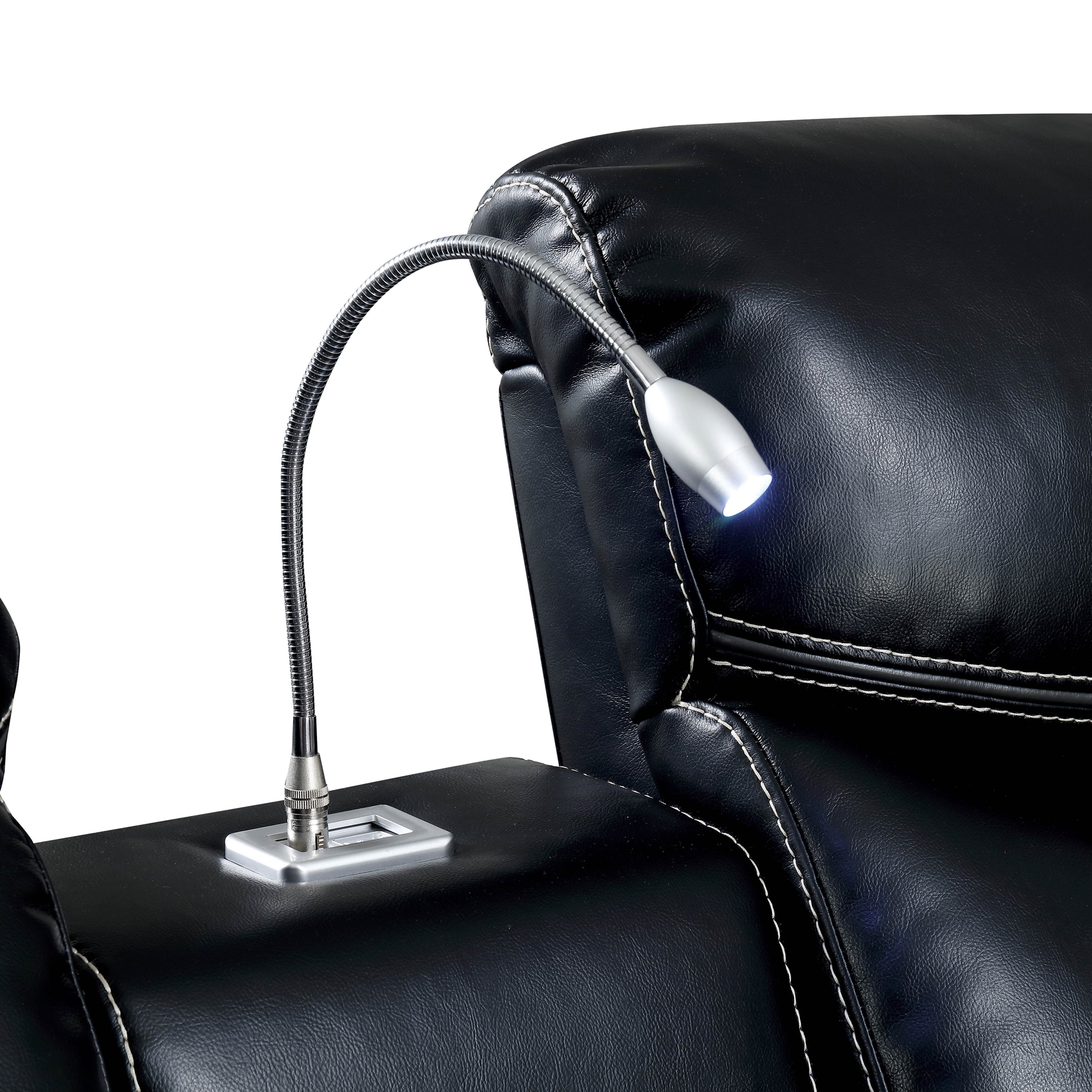 2-Piece Power Recliner Sofa and Loveseat Set in Black Faux Leather X913584