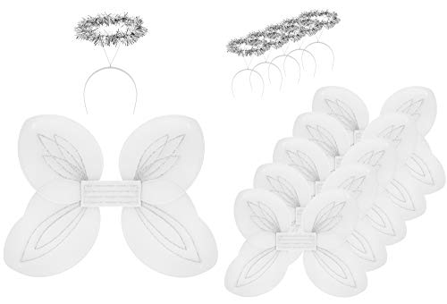 White and Silver Angel Wings and Halos Costume Set I2308