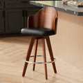 Dark Walnut Wood Swivel Stool with Backrest Footrest N94861