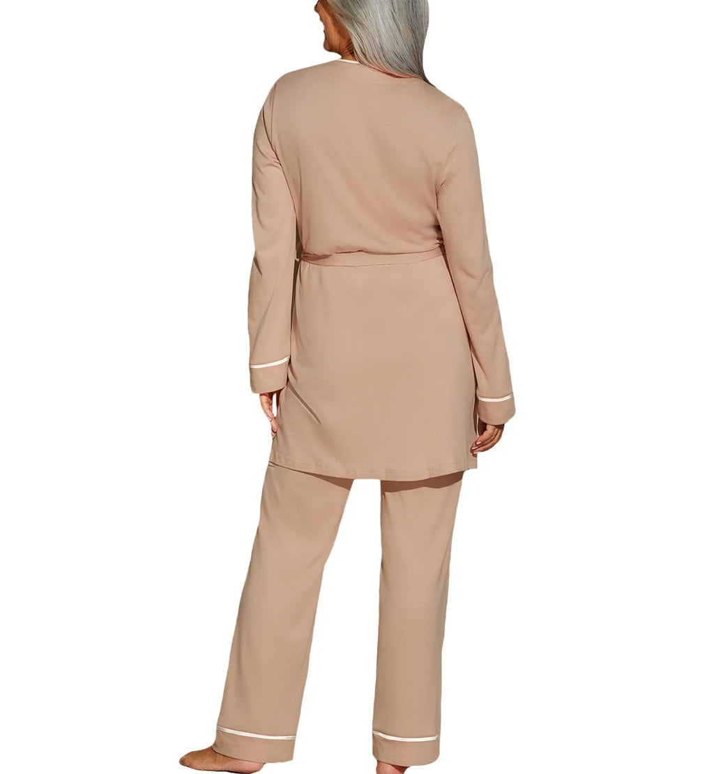 Camel/Moon Ivory 3 Piece Pima PJ Set D267