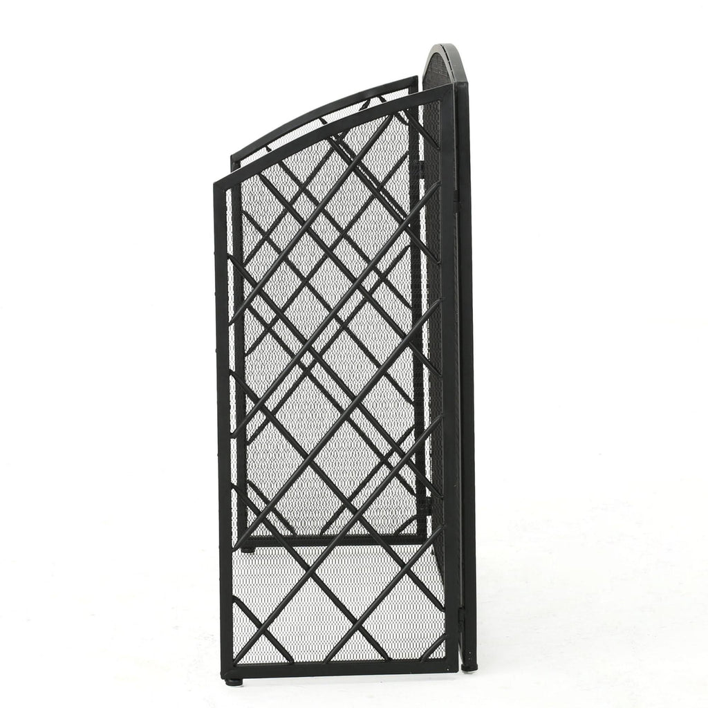 Black Contemporary Three Panel Fireplace Screen X852