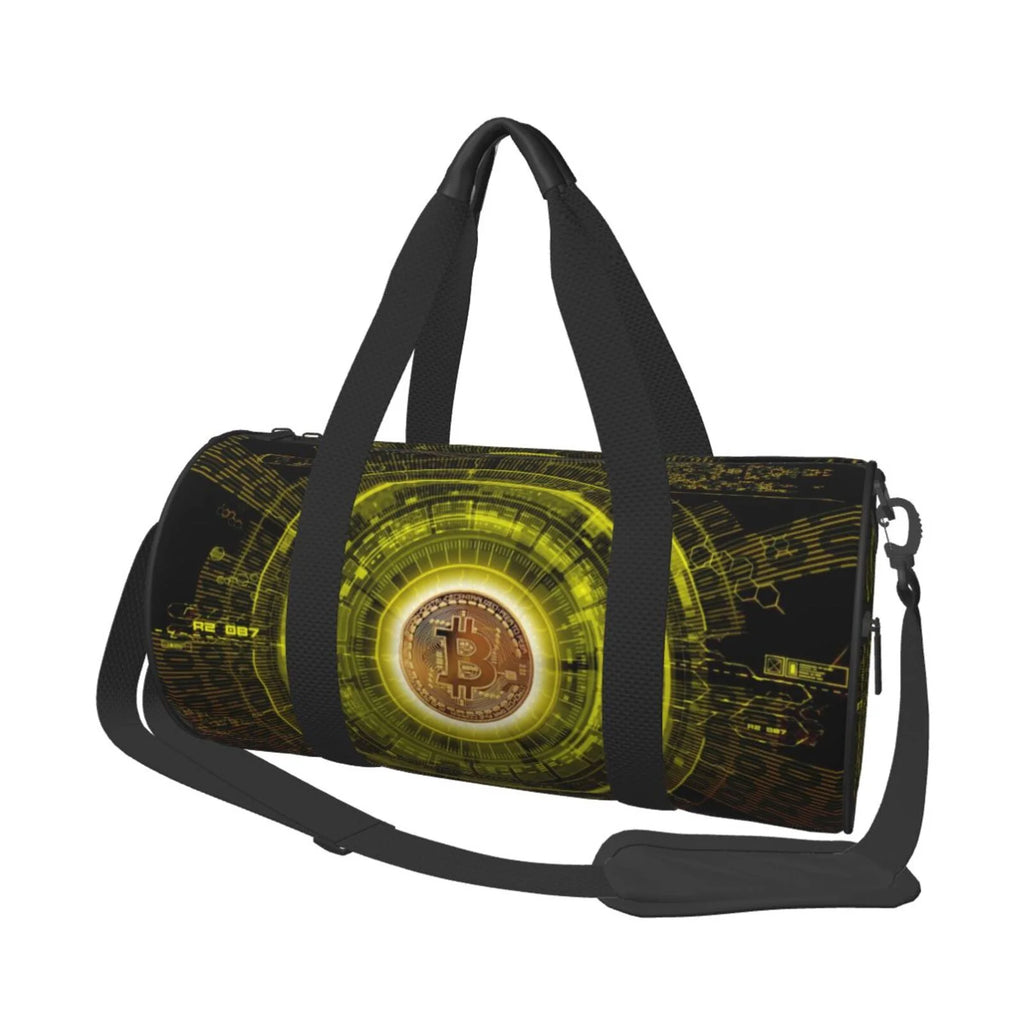 Gold Bitcoin Blockchain Cryptocurrency Unisex Large Duffle Bag Q583