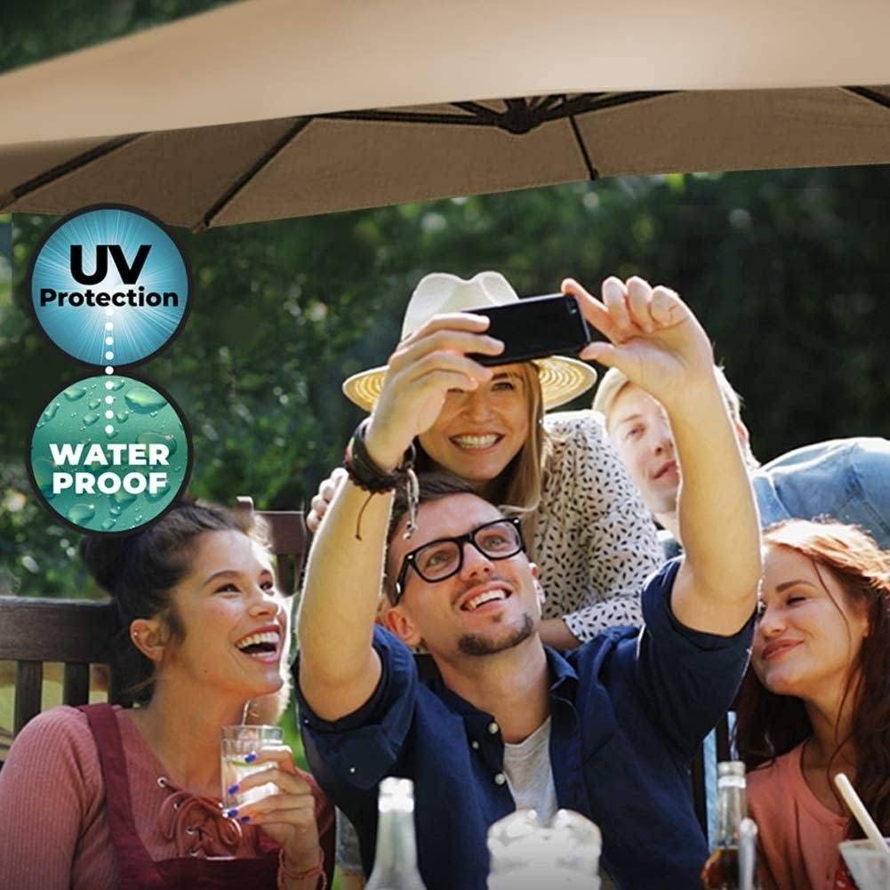 Brown Cantilever Umbrella with Cross Base X740283
