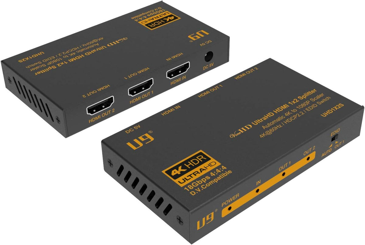 HDMI 1x2 Splitter & Audio Extractor, 4K@60Hz, HDR & Dolby Vision I9832