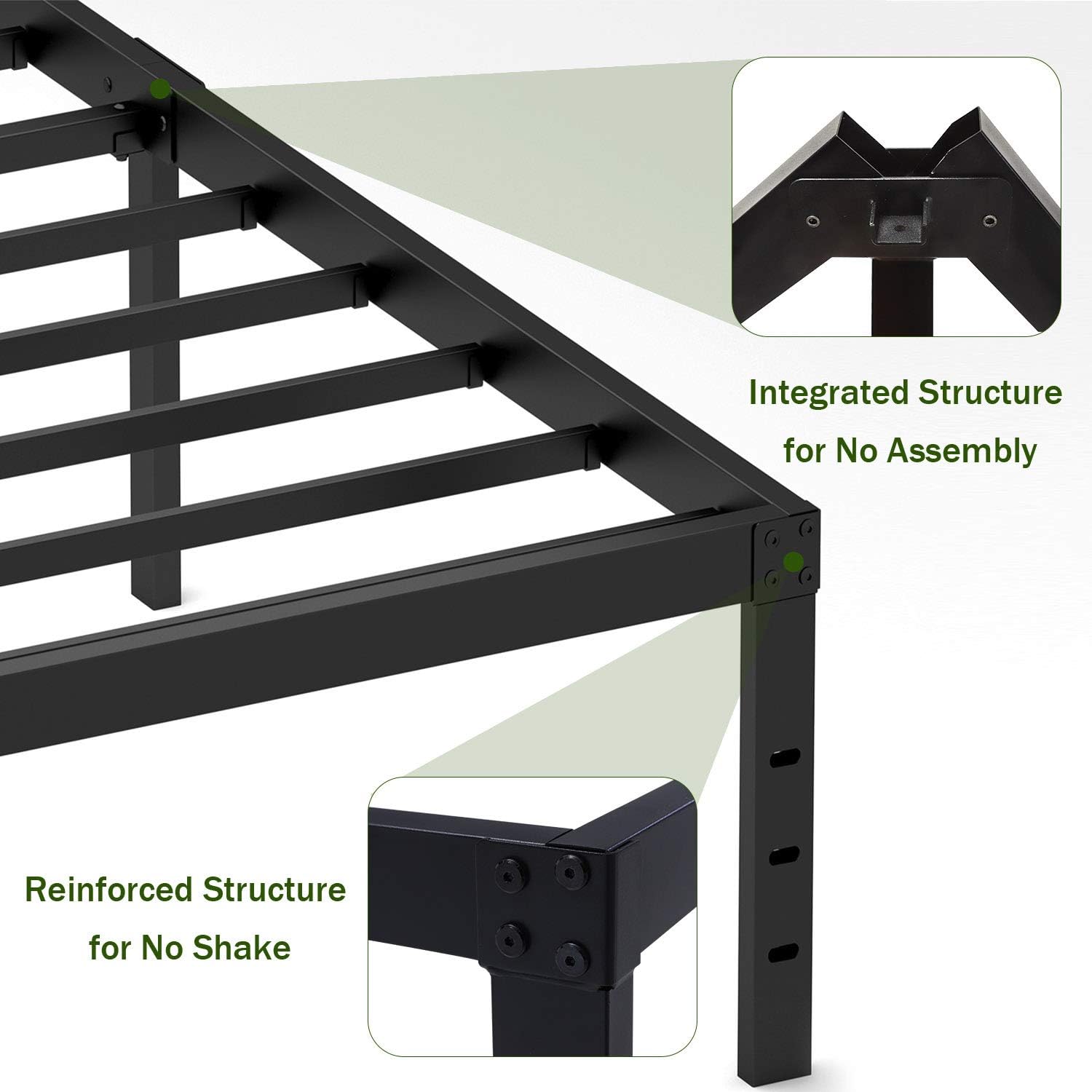 18 Inch Metal Platform Bed Frame with Steel Slats F305