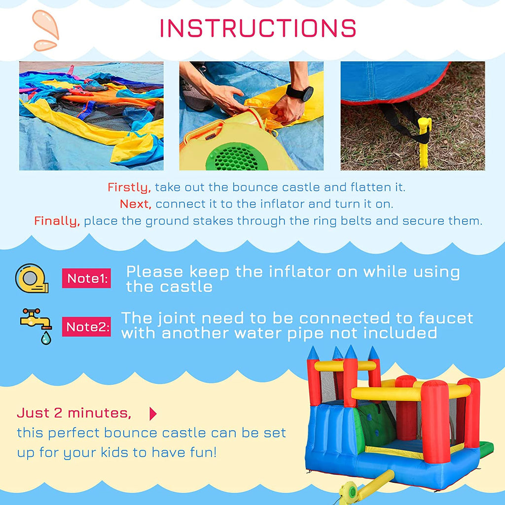6 in 1 Inflatable Water Slide Bounce House with Air Blower T617