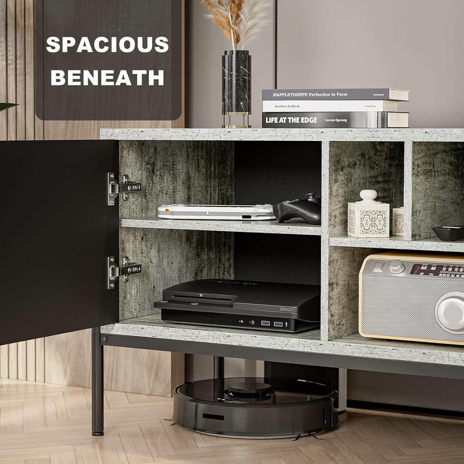 TV Stand with Storage and Open Shelves R234571