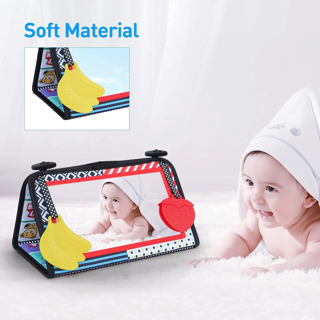 High Contrast Activity Tummy Time Mirror Toy with Cloth Book W41933