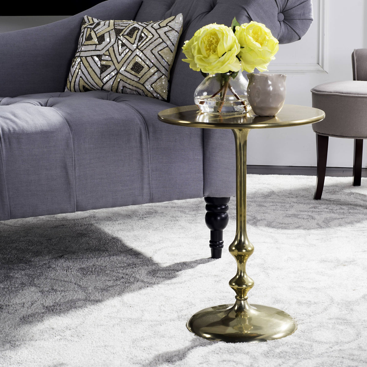 Antique Brass Round Side Table C471532