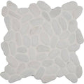 White Pebble Tumbled Marble Mesh-Mounted Mosaic Tile S3057