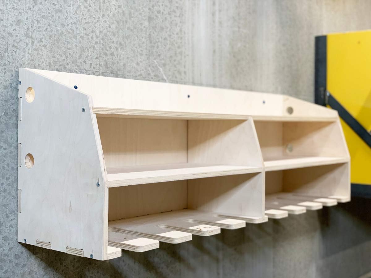 10-Slot Birch Plywood Drill Tool Holder Storage Rack P66867