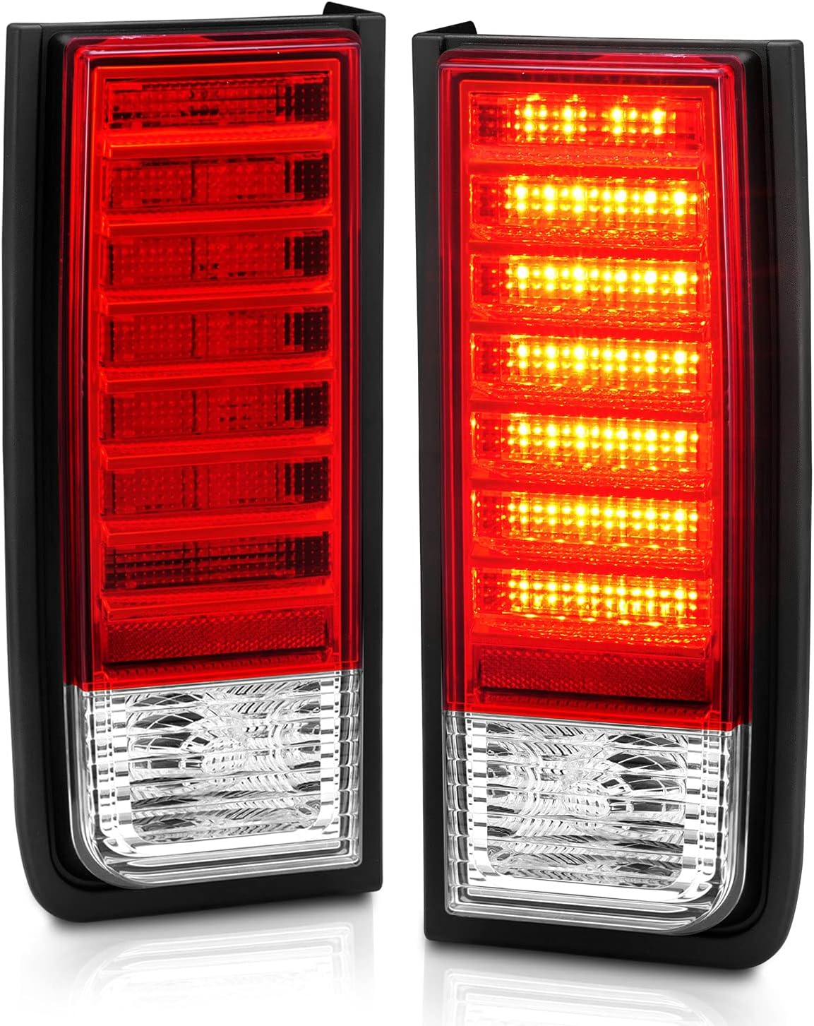 Red/Clear LED Brake Turn Signal Tail Lights Set for Hummer H2 Y327