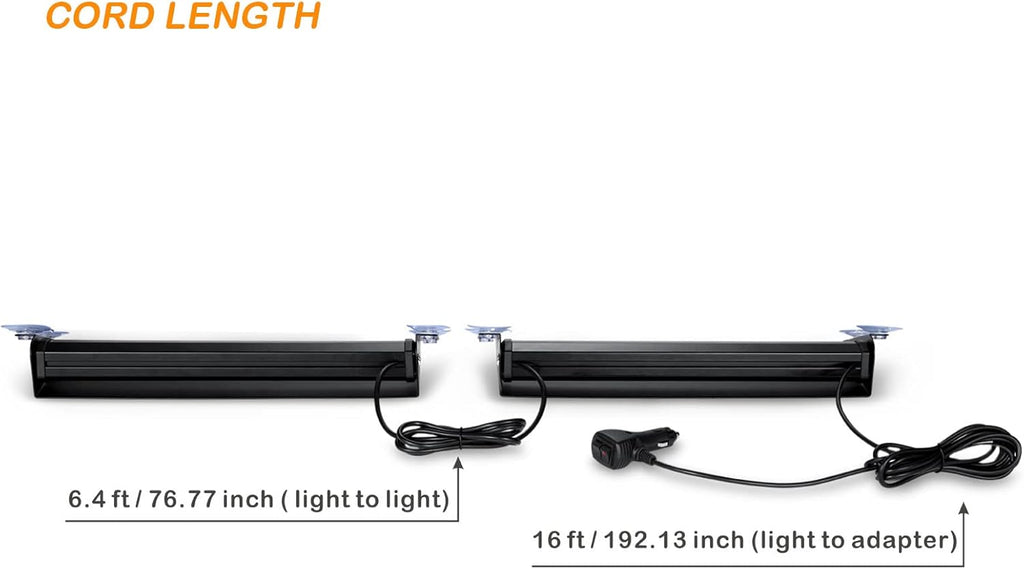 2-in-1 LED Amber White Emergency Dash Strobe Light Bars Pack of 2 S585341