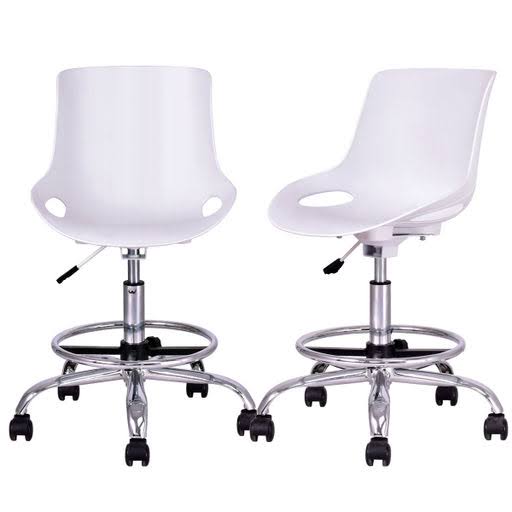 Set of 2 Armless Swivel Desk Chair White O8158