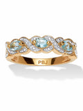 18k Yellow Gold-Plated Sterling Silver Ring with Blue Topaz and Diamond Accent A72666